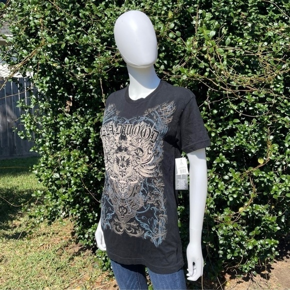 NWT A Brand Dead Wood Black Short Sleeve Graphic Tee Shirt - Picture 8 of 11